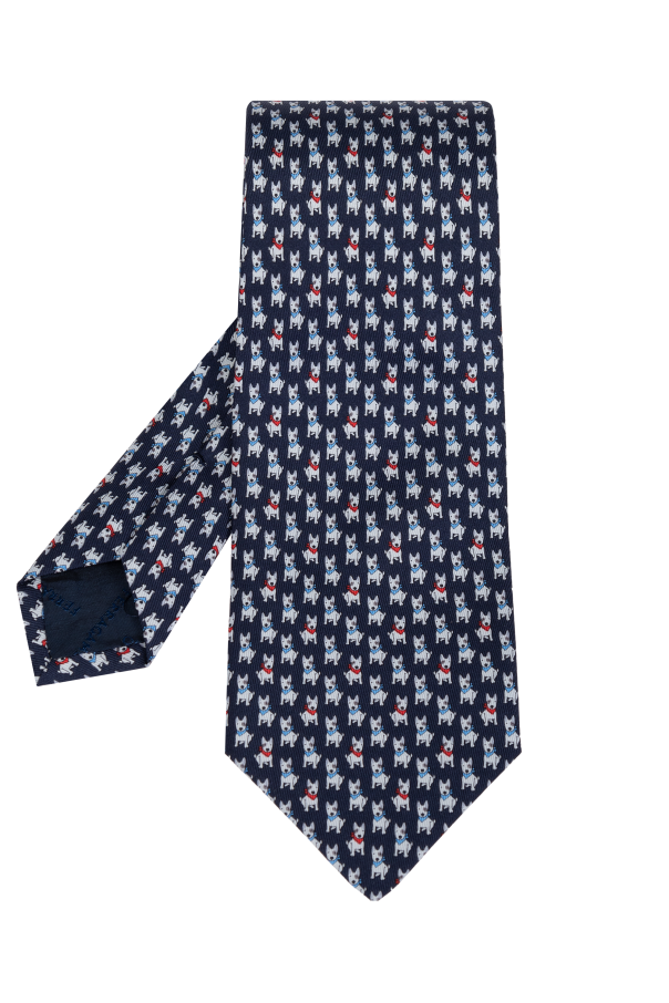 Salvatore Ferragamo men’s blue motif silk 2024 necktie